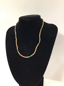 1 Malachite + 2 Gold Round Tulasi Neckbeads - One Round