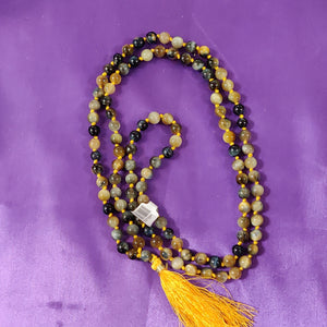 Black Yellow Star Tiger Eye Stone Mala