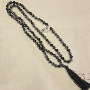 Snow Flake Obsidian Stone Mala